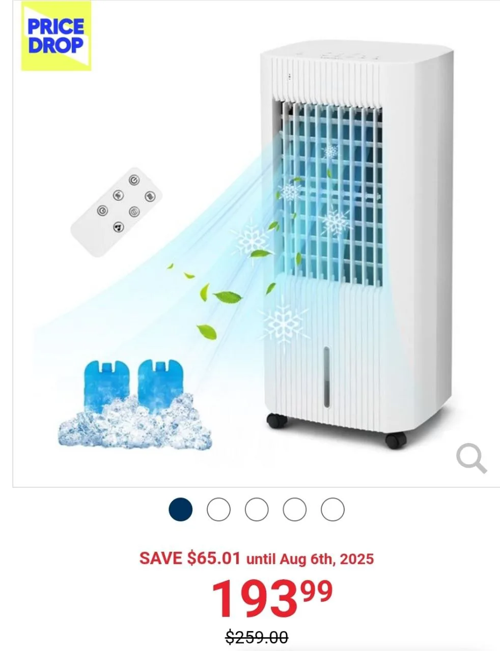 3-In-1 Portable Rolling Air Cooler w/ Humidifier and Fan thumbnail