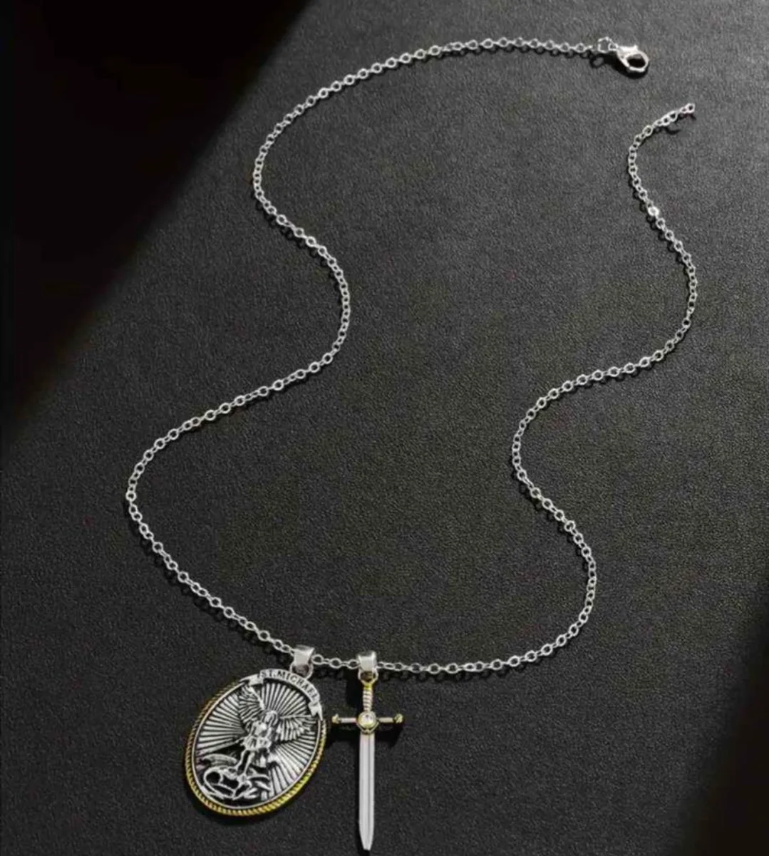 St. Michael Silver Pendant Necklace image indicator(6)