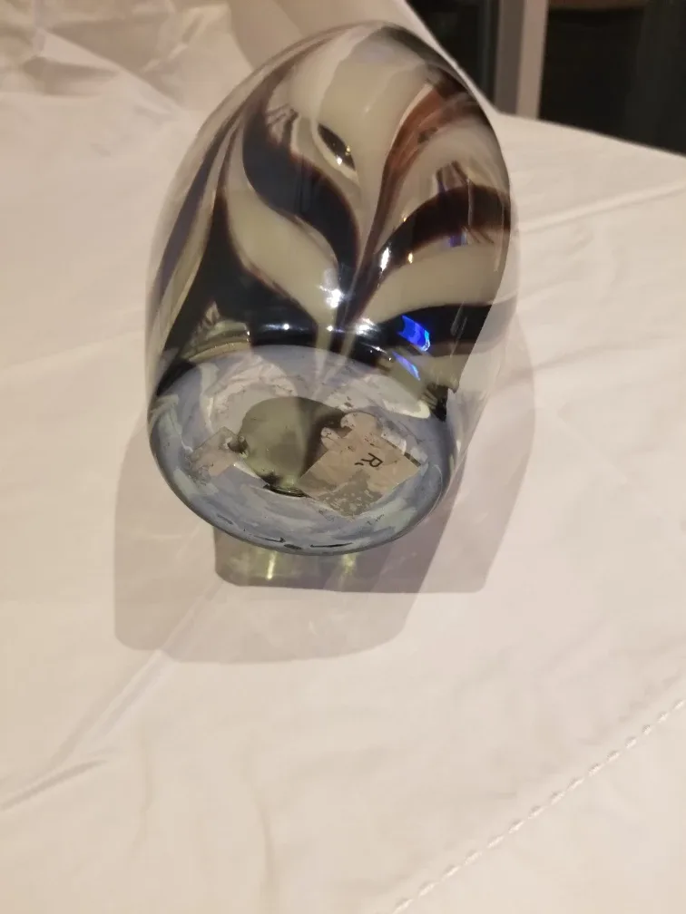 Vase, Decorative Brown & White Glass Vase. image indicator(3)