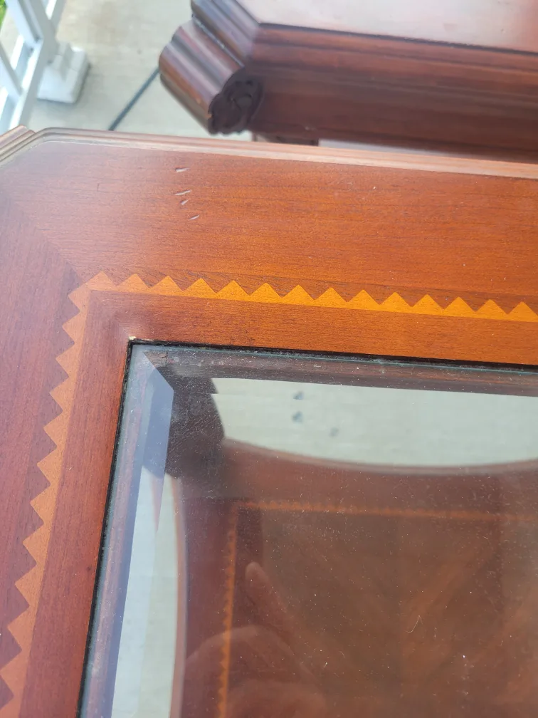 Solid wood coffee table and side table with glass top image indicator(6)