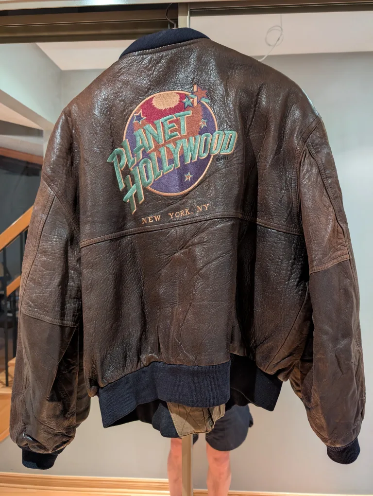 Men's Planet Hollywood Leather Bomber Jacket image indicator(2)