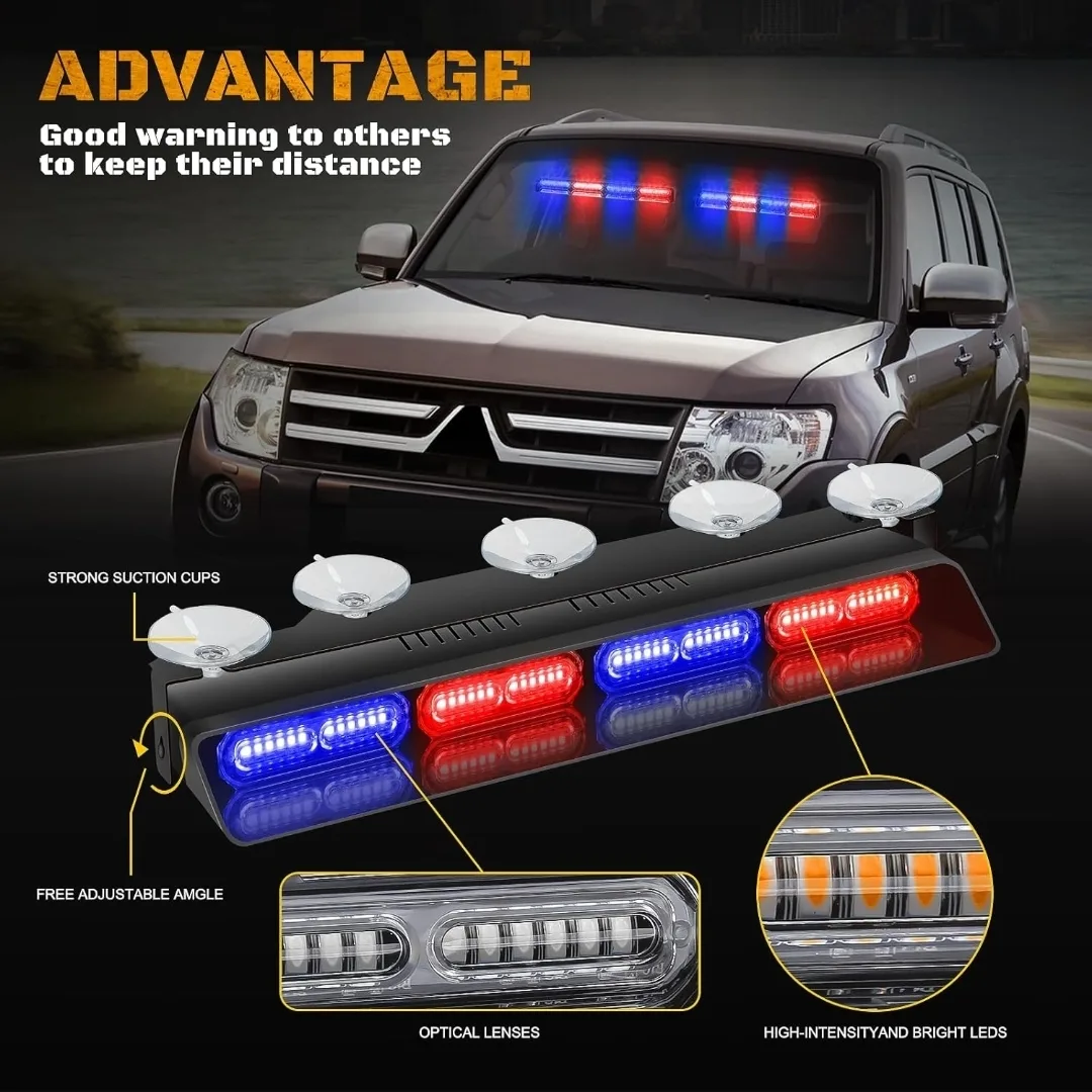 48 LED Dash Strobe Light Bar w/ Digital Controller – Red/Blue image indicator(6)