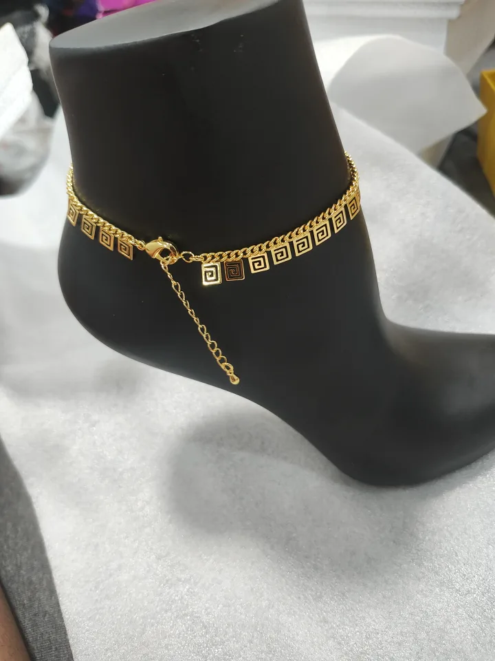 Gold Tone Anklet with Geometric Design image indicator(4)