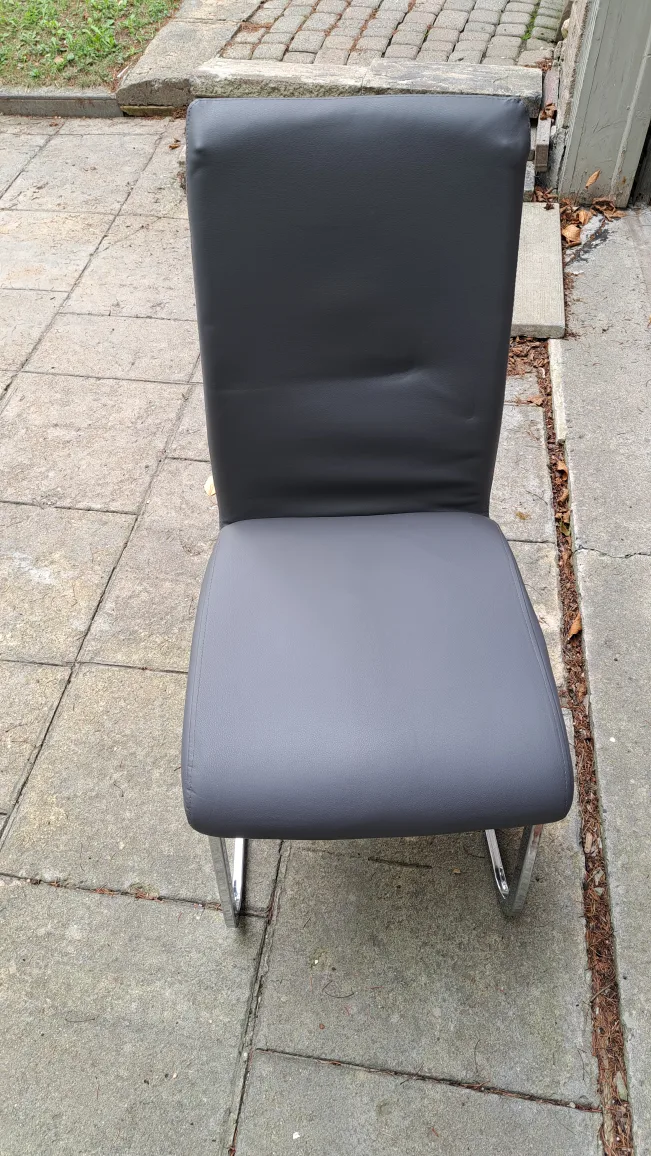 Grey Dining Chair with Chrome Legs thumbnail
