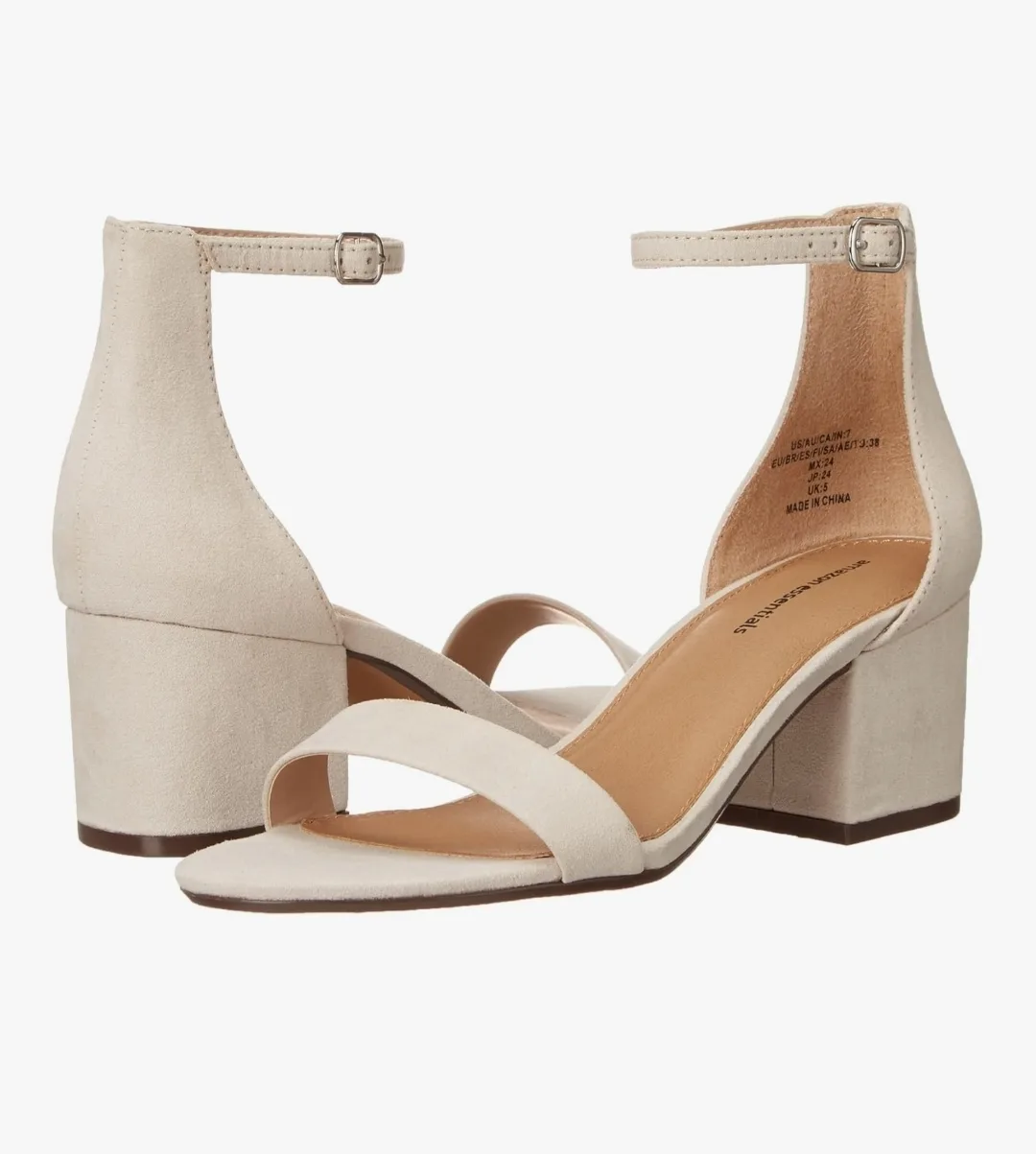 Amazon Essentials Women’s Two Strap Heeled Sandals – Ivory, Sz 8 thumbnail