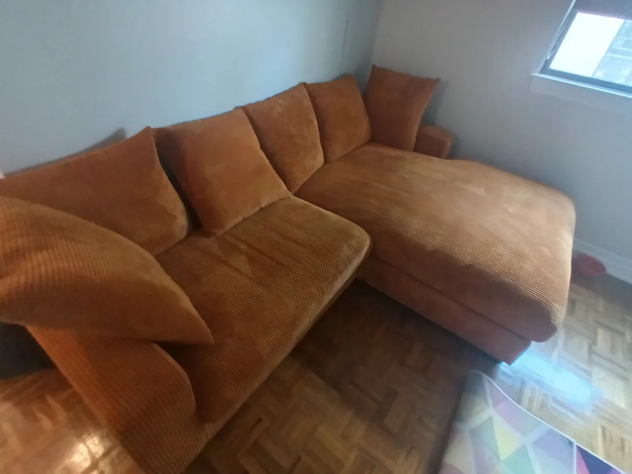 Golden Yellow Corduroy Sectional Sofa thumbnail