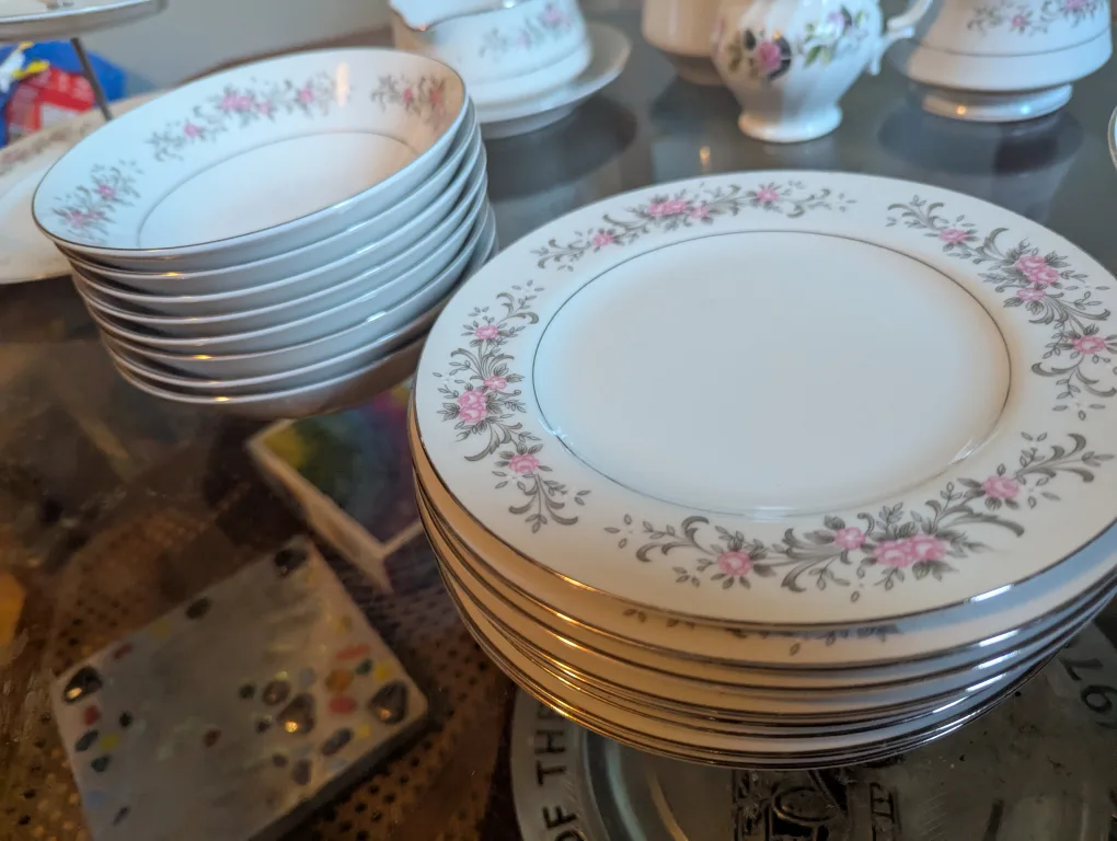 Premiere Fine China Rose Garden Dinnerware Set now 12 pc setting image indicator(7)