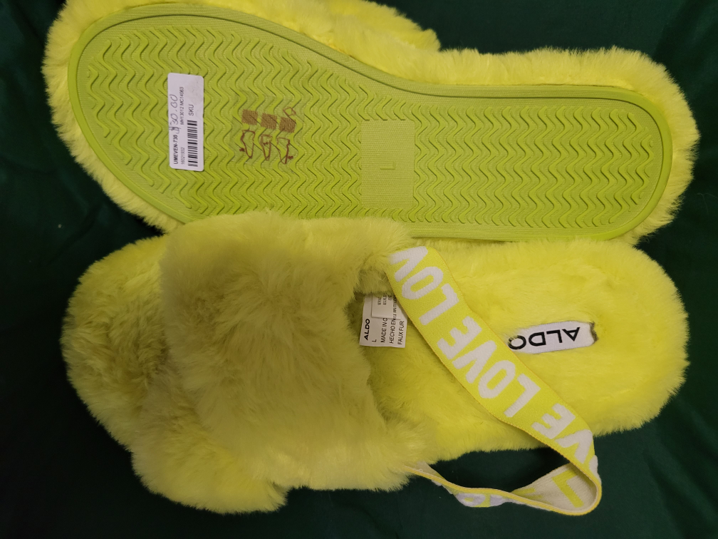 Aldo Yellow Fuzzy Slippers - Size L - photo 2