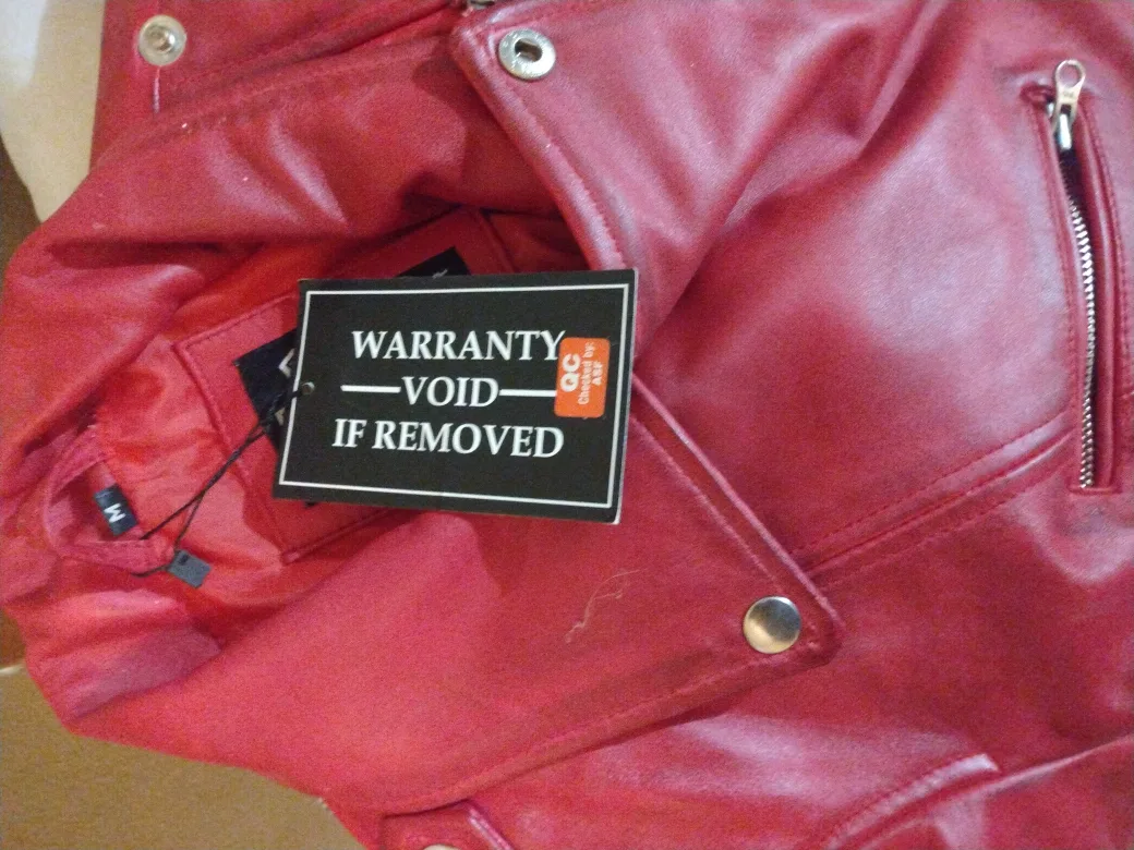 Red Real Leather Jacket - Size M image indicator(3)