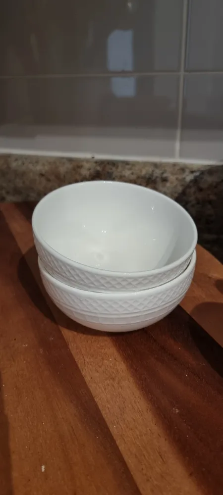 White Ceramic Bowls - Set of 2 thumbnail