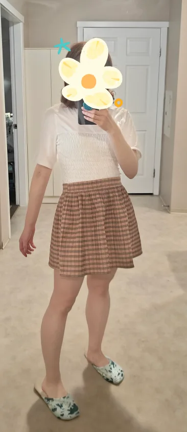 Plaid Mini Skirt with White Blouse Top Set 💖 thumbnail
