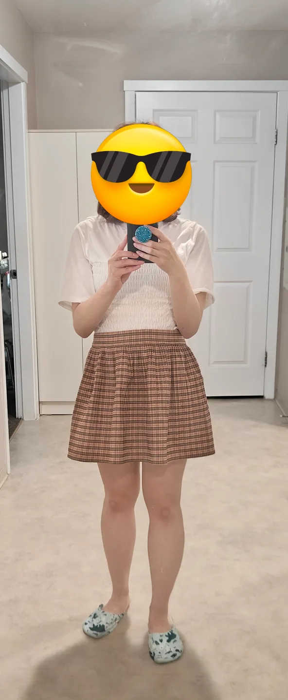 Plaid Mini Skirt with White Blouse Top Set 💖 image indicator(2)