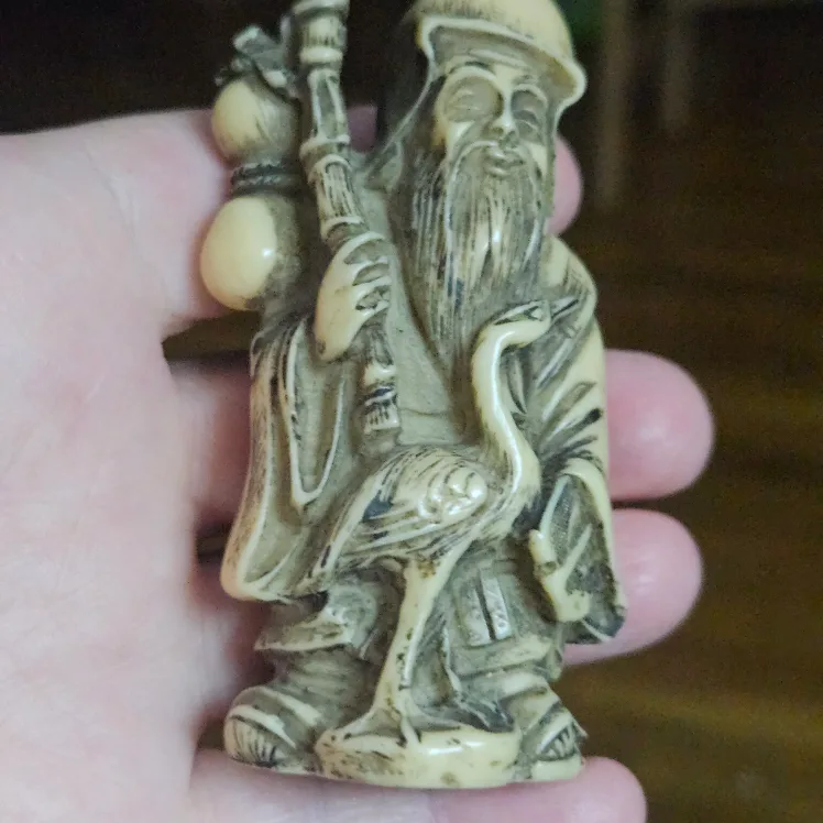 19th-c Carved Bone Japanese Old Wise Netsuke image indicator(6)