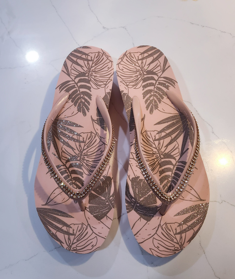Pink Wedge Flip Flops, Size 8