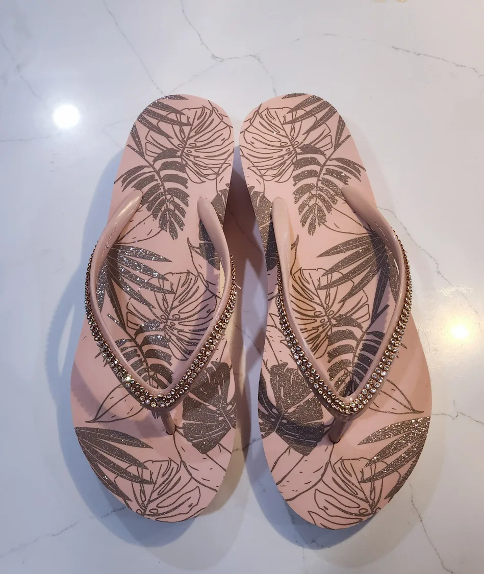 Pink Wedge Flip Flops, Size 8 thumbnail