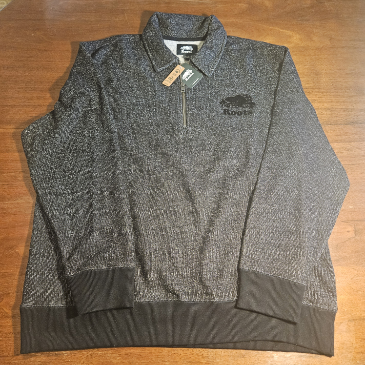 Roots half zip sweater Pepper Black NWT Men's XL