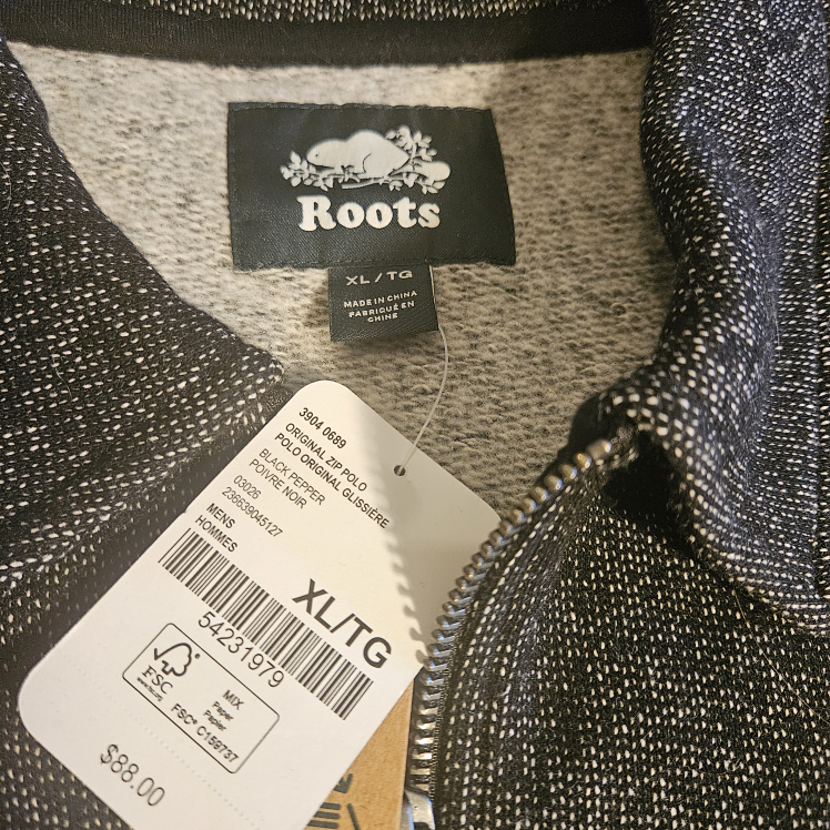 Roots half zip sweater Pepper Black NWT Men's XL - photo 3