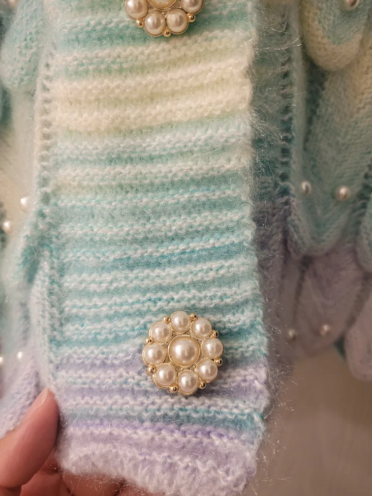 Pastel Feather Knit Cardigan image indicator(3)