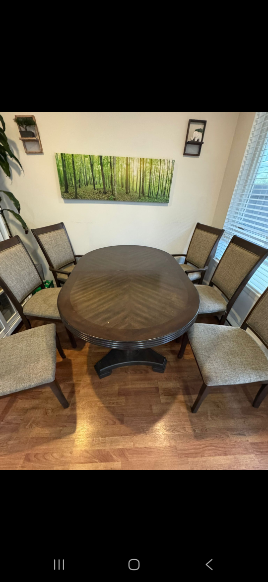 Dining Table with 6 Chairs - Brown
