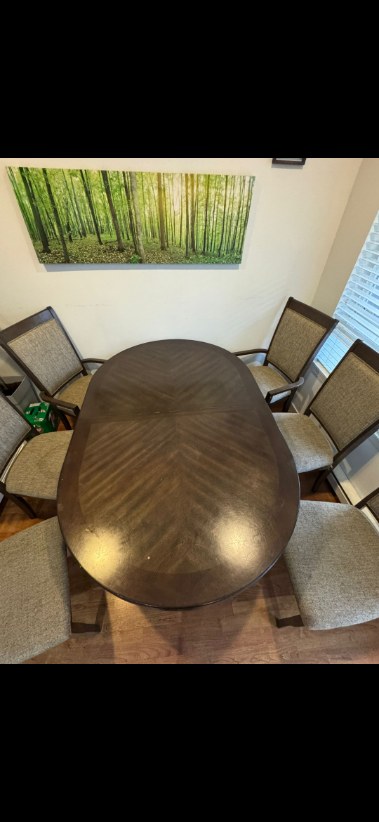 Dining Table with 6 Chairs - Brown - photo 2
