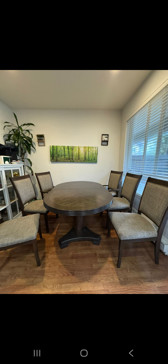 Dining Table with 6 Chairs - Brown - photo 4