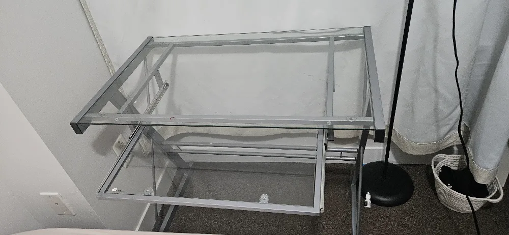 Glass Top Desk with Pull-Out Keyboard Tray image indicator(2)