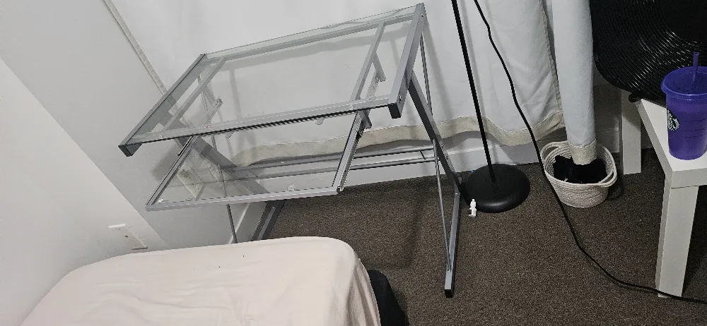 Glass Top Desk with Pull-Out Keyboard Tray image indicator(3)