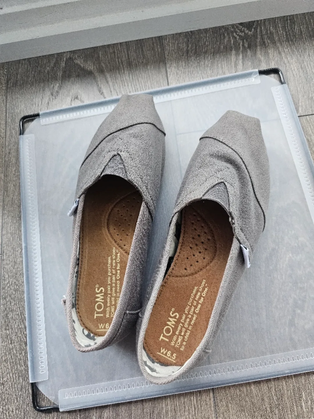 TOMS Grey Canvas Slip-On Shoes 6.5 image indicator(10)