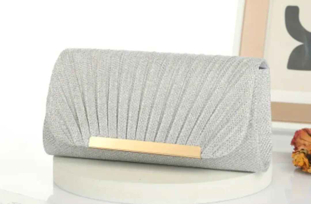 brand new Silver Glitter Clutch Purse with Chain thumbnail