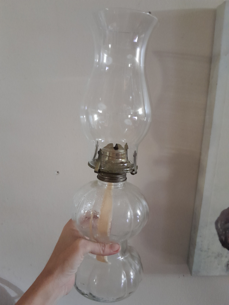 Vintage Clear Glass Oil Lamp