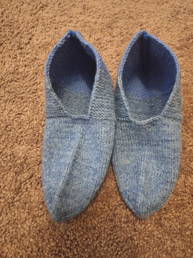 Hand-knitted Blue Slippers thumbnail