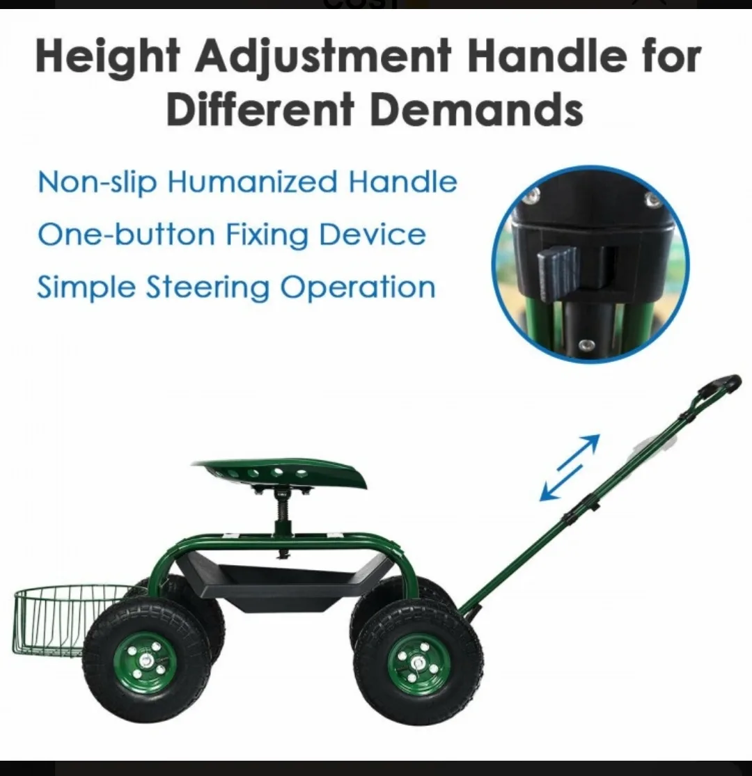 Rolling Garden Cart with Seat image indicator(6)