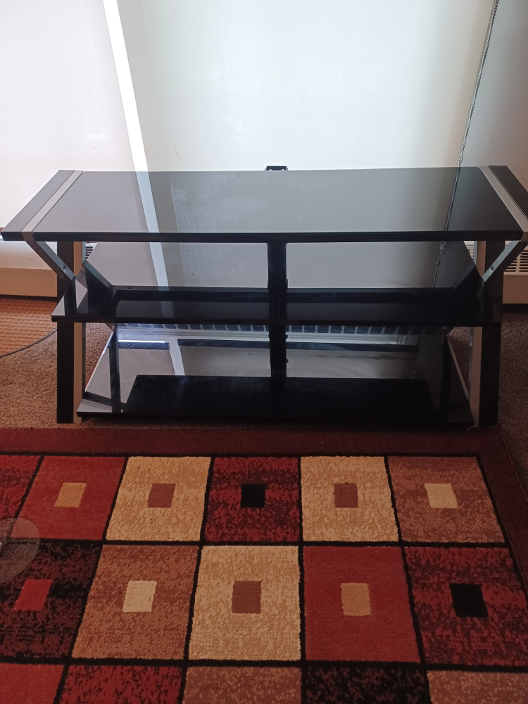 Black Glass Top TV Stand