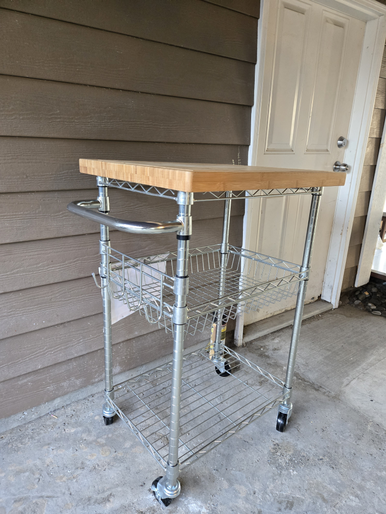 Rolling Kitchen Cart with Wood Top