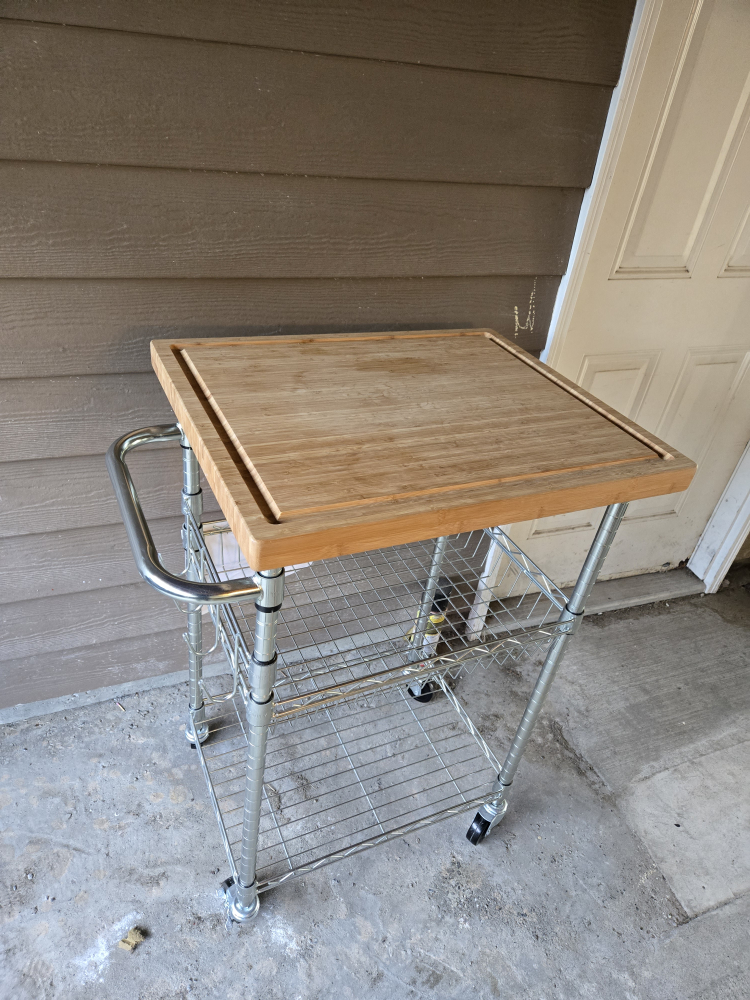 Rolling Kitchen Cart with Wood Top - photo 2
