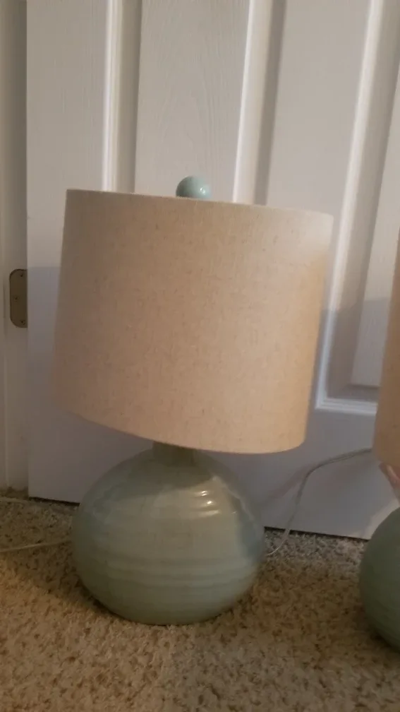 Pair of Table Lamps - Light green Base. 18 inches tall image indicator(3)