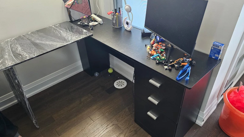 Customizable L-Shaped Black Corner Office Desk | Like NEW - photo 3