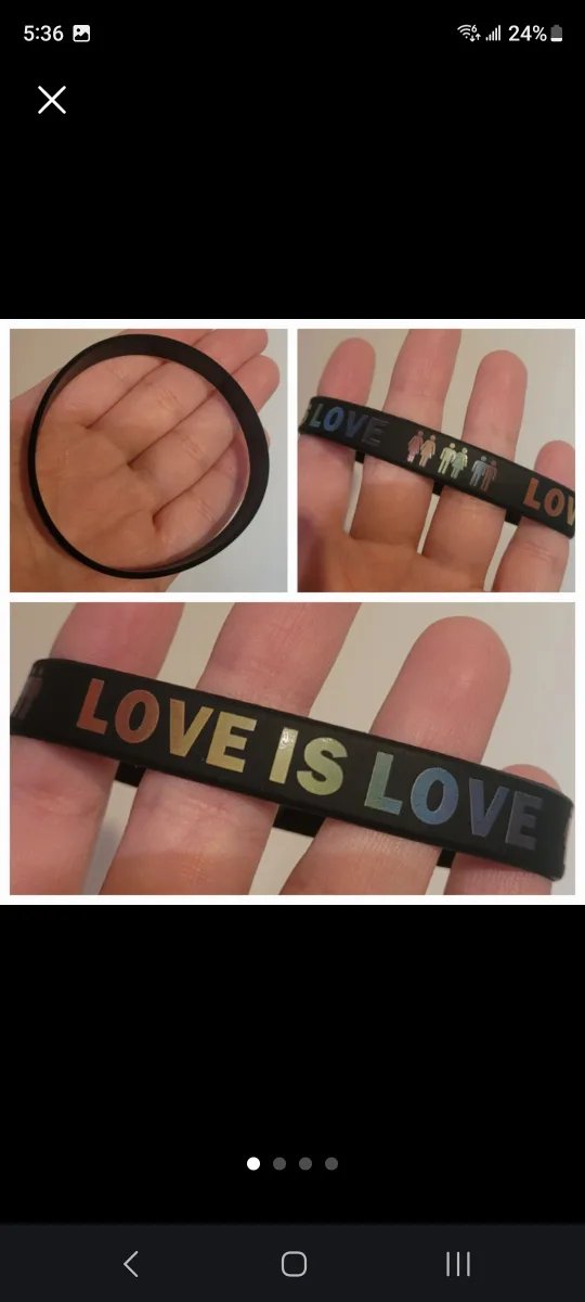 Love is Love Black Rubber Bracelet thumbnail