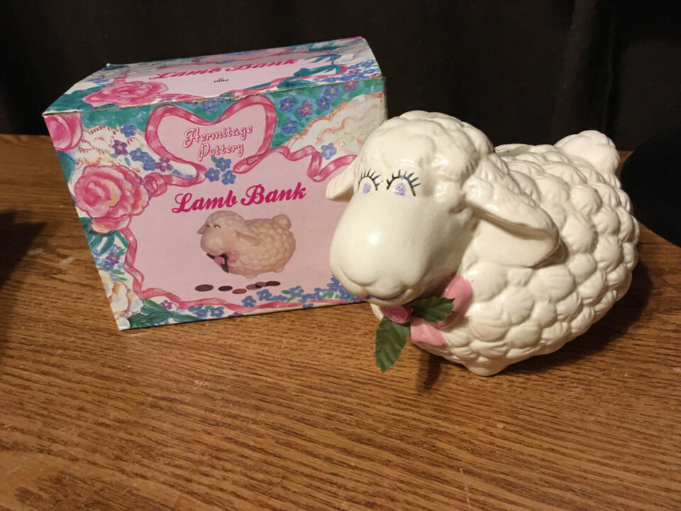 Hermitage Pottery Lamb Bank with Box
