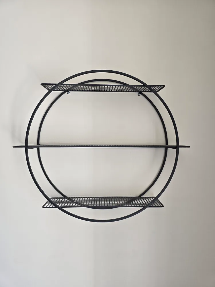 Round Metal Wall Shelf - Black thumbnail