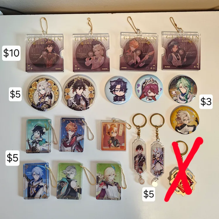 Genshin Impact merch keychains, buttons, etc thumbnail