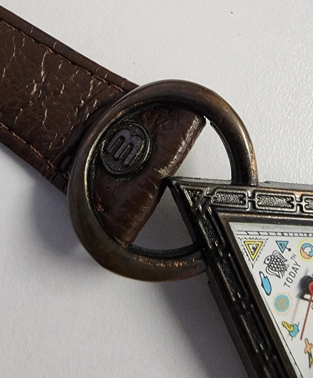 Vtg Today Southwest Watch Unisex 35mm Triangle Dial Leather Band image indicator(2)