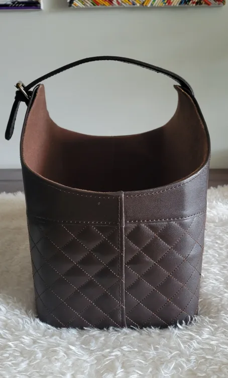 Brown Faux Leather Magazine Rack or Gift Basket image indicator(4)
