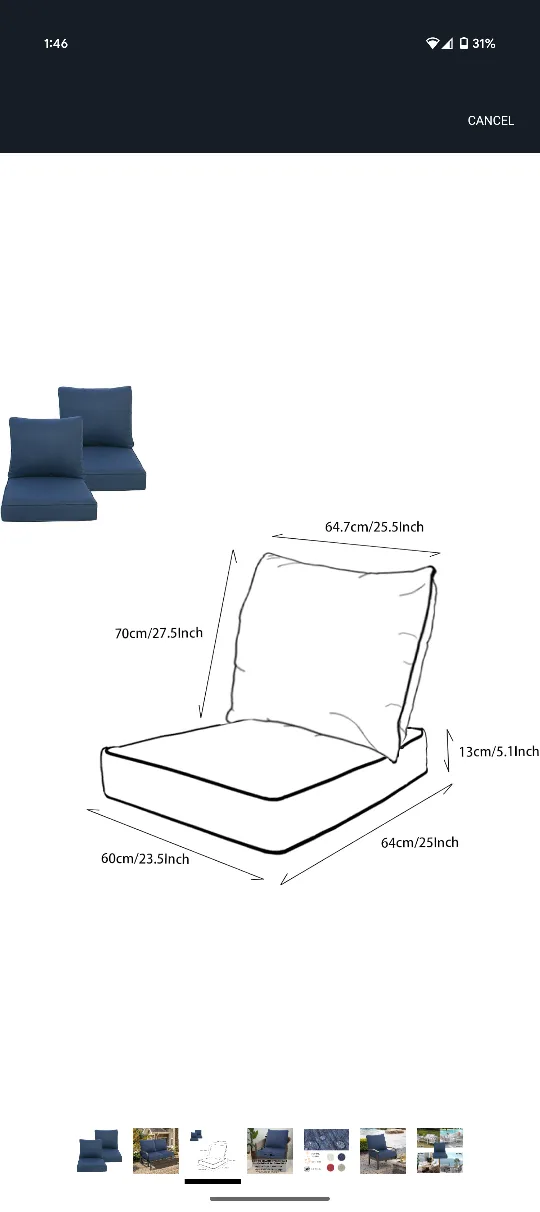 Navy Blue Outdoor Chair Cushions - New image indicator(3)