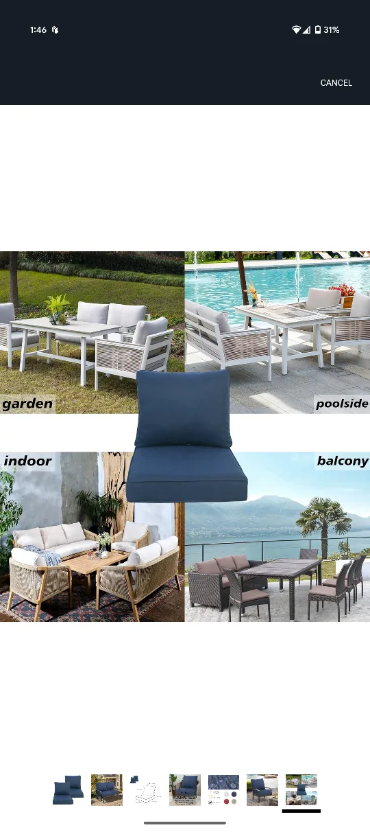 Navy Blue Outdoor Chair Cushions - New image indicator(7)