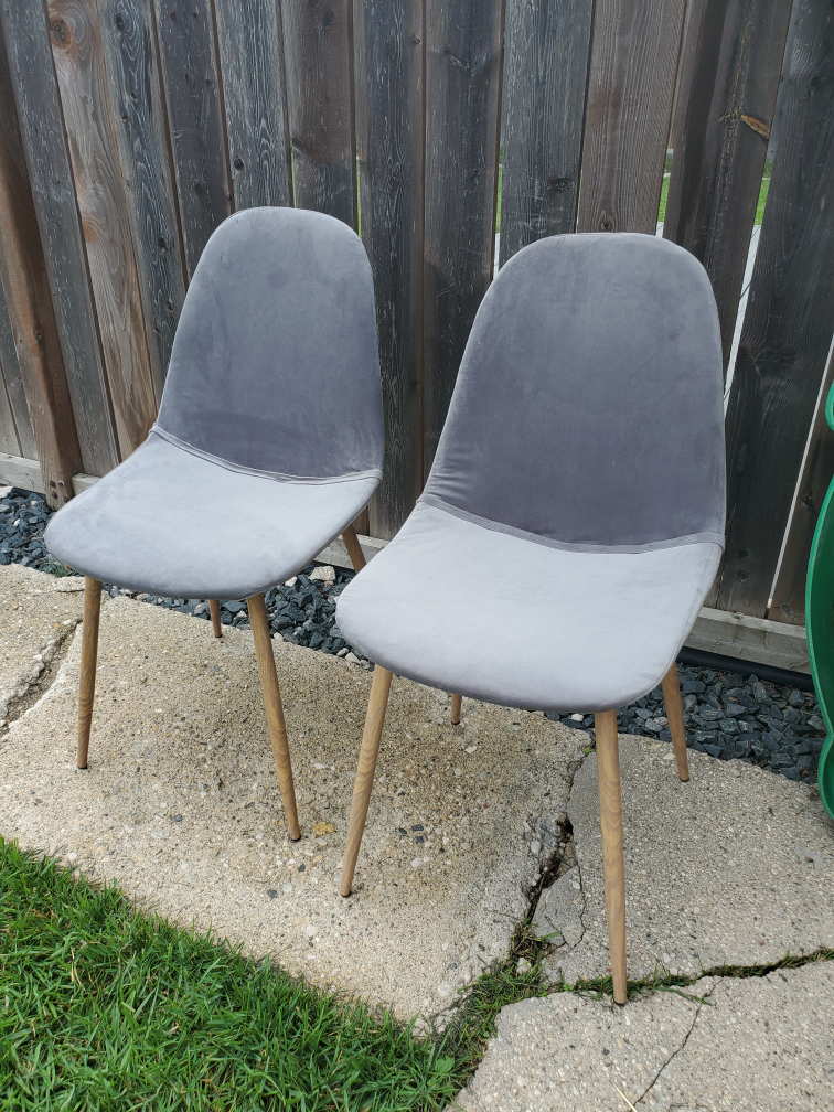 Grey Velvet Dining Chairs - Set of 2