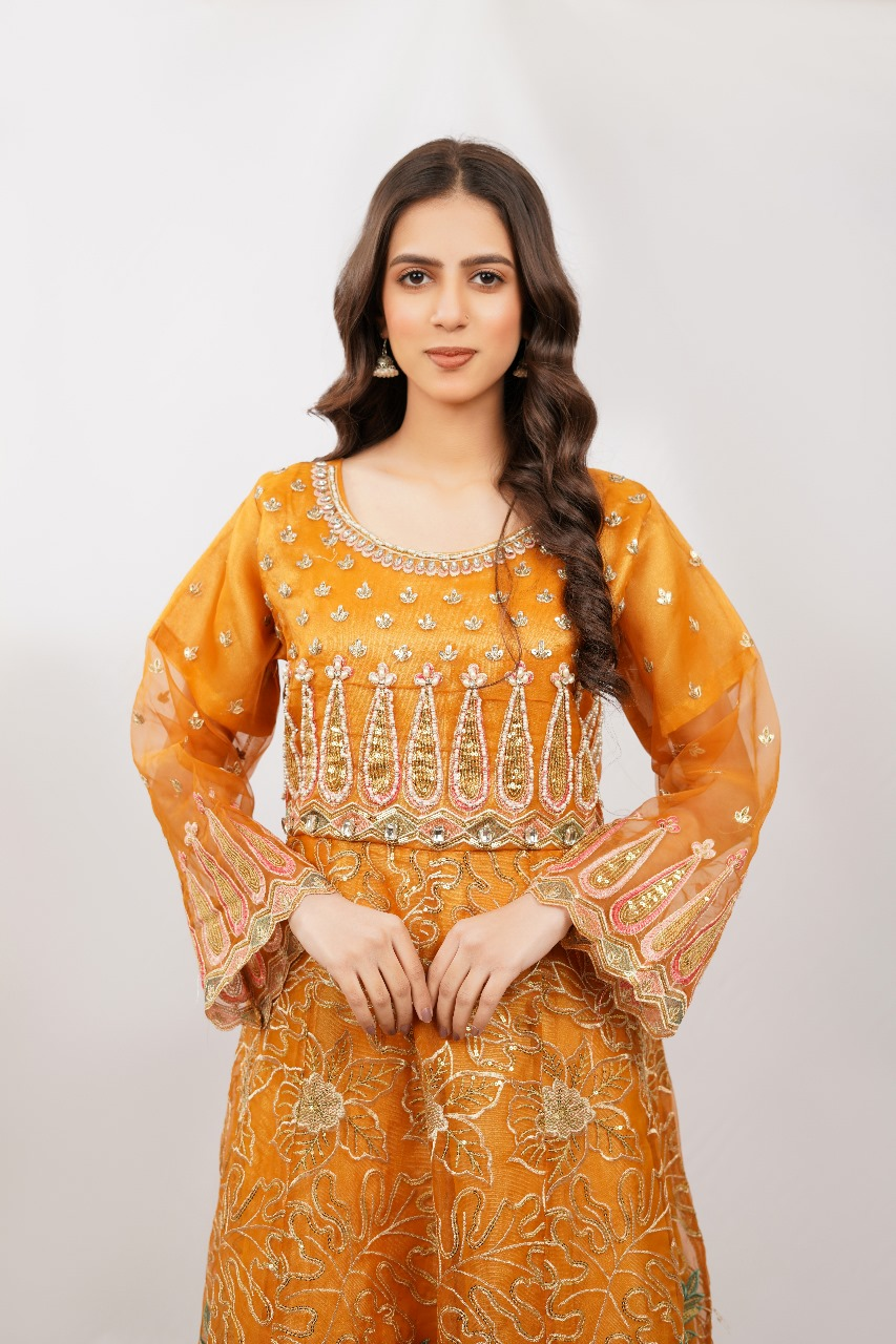 Orange Embroidered Formal Dress - photo 5