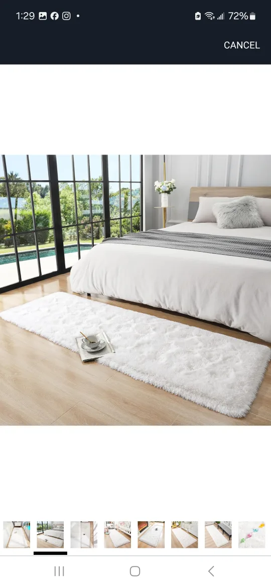 Cream White Shag Area Rug image indicator(5)