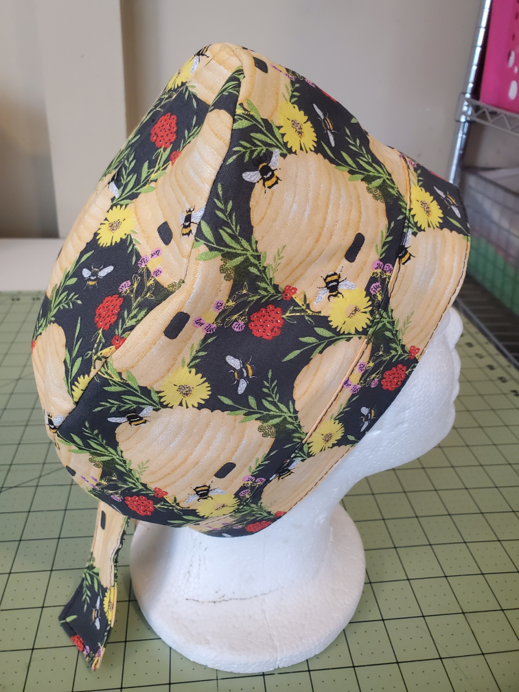Hand Crafted Scrub Cap - Beehive Floral Pattern New Adult Sz - photo 3