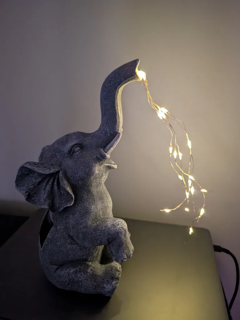 Elephant Figurine with Fairy Lights image indicator(2)